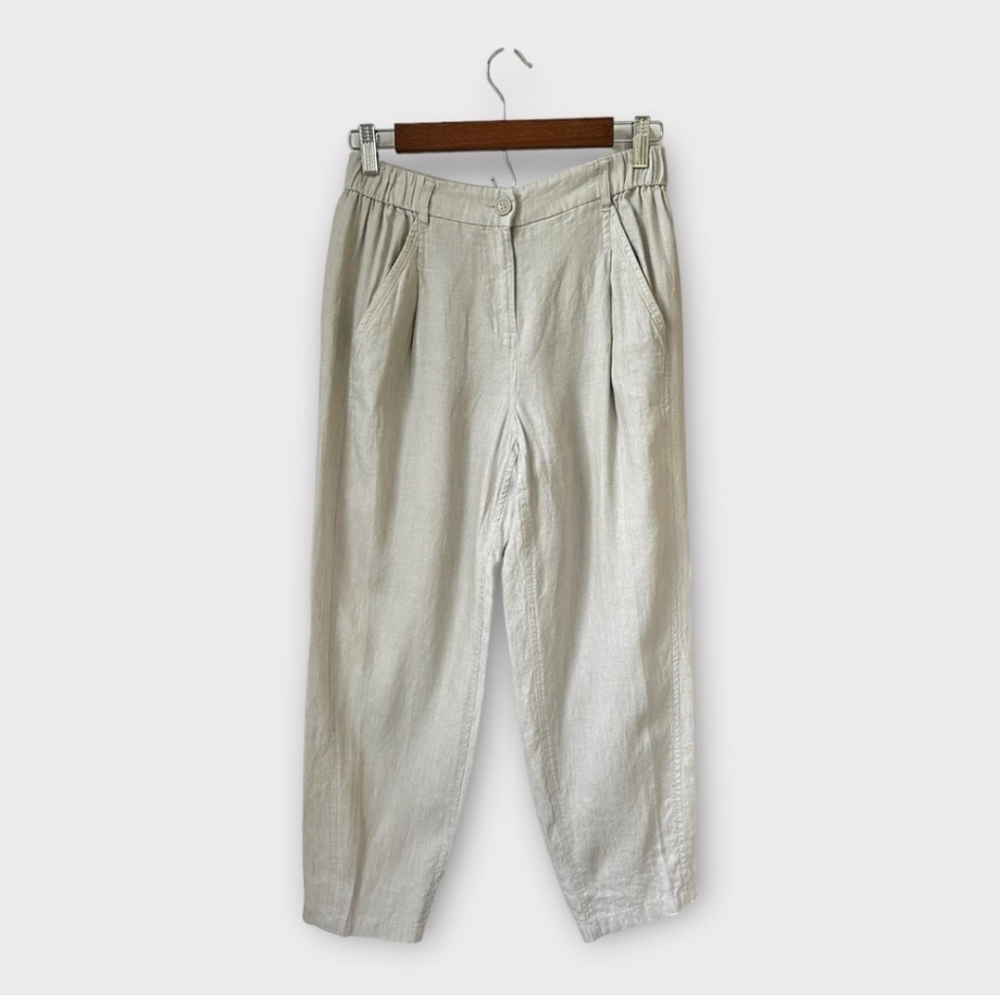 Poetry Linen Tailored Trousers, Yarn Dyed Linen Mink size 6